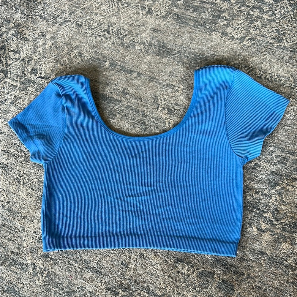 American Eagle Blue Ribbed Crop Top